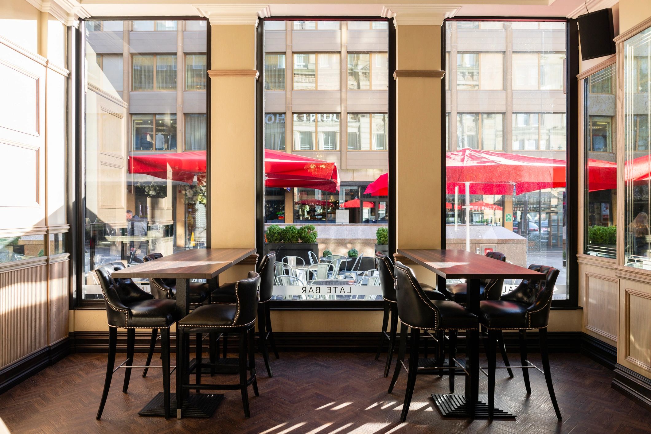 Boutique commercial interior with tables and chairs